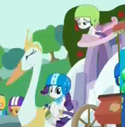 Size: 500x509 | Tagged: safe, derpibooru import, screencap, rainbow dash, rarity, scootaloo, sweetie belle, pegasus, pony, unicorn, the cart before the ponies, swanlestia, swanlestia cart