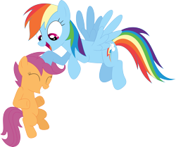 Size: 3589x2998 | Tagged: safe, artist:porygon2z, derpibooru import, rainbow dash, scootaloo, pegasus, pony, sleepless in ponyville, duo, inkscape, open mouth, ponyscape, scootalove, simple background, sitting, transparent background, vector