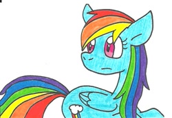 Size: 695x479 | Tagged: safe, artist:cmara, derpibooru import, rainbow dash, pegasus, pony, solo, traditional art