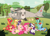 Size: 2100x1492 | Tagged: dead source, safe, artist:28gooddays, derpibooru import, apple bloom, applejack, big macintosh, fluttershy, pinkie pie, rainbow dash, rarity, twilight sparkle, oc, oc:ray blaze, earth pony, pegasus, pony, unicorn, apple orchard, eating, fanfic art, hat, helicopter, male, mane six, picnic, stallion