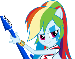 Size: 6500x5065 | Tagged: safe, artist:theshadowstone, rainbow dash, equestria girls, rainbow rocks, absurd resolution, guitar, ponied up, simple background, solo, transparent background, vector