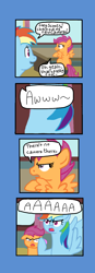 Size: 622x1782 | Tagged: safe, artist:oneovertwo, rainbow dash, scootaloo, pegasus, pony, asdfmovie, comic, gum