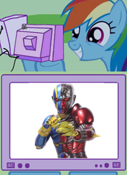 Size: 879x1205 | Tagged: safe, rainbow dash, pegasus, pony, android kikaider, exploitable meme, kikaider, meme, obligatory pony, tv meme