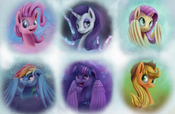 Size: 2300x1500 | Tagged: safe, artist:insanerobocat, derpibooru import, applejack, fluttershy, pinkie pie, rainbow dash, rarity, twilight sparkle, twilight sparkle (alicorn), alicorn, earth pony, pegasus, pony, unicorn, mane six