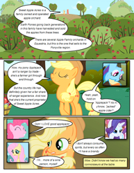 Size: 612x792 | Tagged: safe, artist:newbiespud, derpibooru import, edit, edited screencap, screencap, applejack, fluttershy, pinkie pie, rainbow dash, rarity, earth pony, pegasus, pony, unicorn, comic:friendship is dragons, friendship is magic, season 1, apple tree, comic, cowboy hat, female, hat, horn, male, mare, screencap comic, stallion, sweet apple acres, tree