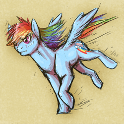 Size: 495x495 | Tagged: safe, artist:shintek, rainbow dash, pegasus, pony, female, mare, simple background, solo