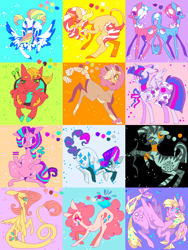 Size: 900x1200 | Tagged: safe, artist:njeekyo, derpibooru import, aloe, applejack, big macintosh, derpy hooves, fluttershy, lotus blossom, pinkie pie, rainbow dash, rarity, starlight glimmer, sunset shimmer, twilight sparkle, twilight sparkle (alicorn), zecora, alicorn, earth pony, pegasus, pony, unicorn, zebra, applelion, aquarius, aries, arrow, bow (weapon), bow and arrow, cancer (horoscope), capricorn, clothes, costume, dress, gemini, leo, libra, mane six, pisces, sagittarius, scorpio, simple background, taurus, virgo, weapon, zodiac