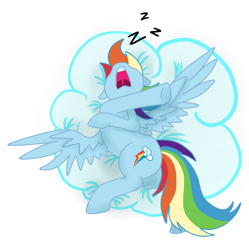 Size: 1000x1004 | Tagged: safe, artist:zari-cat, rainbow dash, pegasus, pony, blue coat, female, mare, sleeping, solo