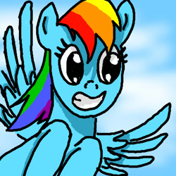 Size: 800x800 | Tagged: safe, artist:dj-ghetto-headphones, rainbow dash, pegasus, pony, female, mare, simple background, solo