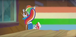 Size: 1917x947 | Tagged: safe, derpibooru import, screencap, rainbow dash, equestria girls, legend of everfree, clothes, converse, faceplant, power out of control, rainbow crash, shoes, sneakers, this will end in hospitalization