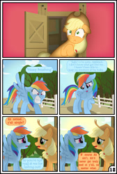 Size: 3254x4837 | Tagged: safe, artist:gutovi, derpibooru import, applejack, rainbow dash, earth pony, pegasus, pony, comic:why me!?, absurd resolution, appledash, comic, female, floppy ears, lesbian, mare, shipping