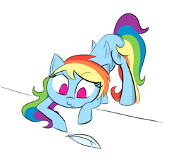 Size: 1467x1341 | Tagged: safe, artist:carla-92, rainbow dash, soarin', pegasus, pony, :3, cute, eyes on the prize, face down ass up, feather, female, male, messy mane, shipping, smiling, soarindash, solo, straight