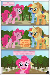 Size: 3254x4837 | Tagged: safe, artist:gutovi, derpibooru import, applejack, pinkie pie, rainbow dash, earth pony, pegasus, pony, comic:why me!?, absurd resolution, appledash, applepie, comic, female, lesbian, mare, shipping