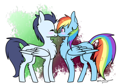 Size: 2132x1472 | Tagged: safe, artist:lceiandic, derpibooru import, rainbow dash, soarin', pegasus, pony, blushing, boop, female, male, noseboop, shipping, simple background, soarindash, straight, transparent background