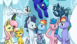 Size: 7000x4000 | Tagged: safe, artist:lpslover482, derpibooru import, firefly, fluttershy, rainbow blaze, rainbow dash, soarin', oc, oc:clear skies, oc:flying colour, oc:lightning bolt, oc:rainbow glow, oc:speed demon, pegasus, pony, g1, g4, brother and sister, crying, female, firefly as rainbow dash's mom, flutterbolt, foal, g1 to g4, generation leap, male, mare, mother and child, mother and daughter, offspring, parent and child, parent:fluttershy, parent:oc:lightning bolt, parent:rainbow dash, parent:soarin', parents:canon x oc, parents:flutterbolt, parents:soarindash, shipping, siblings, soarindash, straight, tears of joy