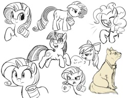 Size: 1019x784 | Tagged: safe, artist:maplesunrise, derpibooru import, pinkie pie, rainbow dash, rarity, twilight sparkle, cat, earth pony, pegasus, pony, unicorn, sketch dump