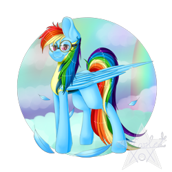 Size: 2998x2998 | Tagged: safe, artist:starletxox, derpibooru import, rainbow dash, pegasus, pony, clothes, cloud, goggles, solo, wonderbolts uniform