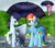 Size: 1024x905 | Tagged: dead source, safe, artist:northlights8, derpibooru import, rainbow dash, soarin', oc, pegasus, pony, colored wings, colored wingtips, female, male, rain, shipper on deck, shipping, soarindash, straight, umbrella