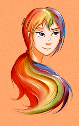 Size: 1081x1737 | Tagged: safe, artist:junkiekb, derpibooru import, rainbow dash, human, humanized, solo