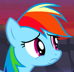 Size: 901x873 | Tagged: safe, screencap, rainbow dash, pegasus, pony, it ain't easy being breezies, sad, solo