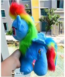 Size: 620x741 | Tagged: safe, rainbow dash, pegasus, pony, blue coat, female, irl, mare, multicolored mane, photo, plushie, solo