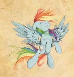 Size: 1100x1150 | Tagged: safe, artist:agletka, rainbow dash, pegasus, pony, solo, spread wings, surreal