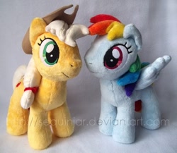 Size: 600x521 | Tagged: safe, artist:sequinjar, derpibooru import, applejack, rainbow dash, cute, irl, photo, plushie