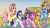 Size: 2214x1231 | Tagged: safe, artist:bswprecious, derpibooru import, apple cobbler, applejack, bon bon, derpy hooves, fluttershy, lyra heartstrings, pinkie pie, rainbow dash, rarity, spike, sweetie drops, twilight sparkle, unicorn twilight, dragon, earth pony, pegasus, pony, unicorn, magical mystery cure, a true true friend, apple family member, background pony, element of generosity, element of honesty, element of kindness, element of laughter, element of loyalty, element of magic, elements of harmony, female, male, mane seven, mane six, mare, ponyville, smiling