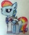 Size: 670x792 | Tagged: safe, artist:thefanficfanpony, derpibooru import, prince blueblood, rainbow dash, cutie mark swap, rainbow dash always dresses in style, traditional art