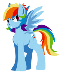 Size: 710x832 | Tagged: safe, artist:dbkit, rainbow dash, pegasus, pony, alternate hairstyle, short hair, solo