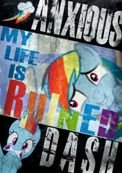 Size: 2480x3508 | Tagged: safe, artist:skeptic-mousey, derpibooru import, rainbow dash, pegasus, pony, poster, sonic rainboom, typography