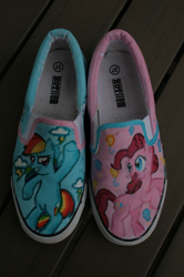 Size: 644x972 | Tagged: safe, artist:sceptile123, derpibooru import, pinkie pie, rainbow dash, custom, irl, photo, shoes