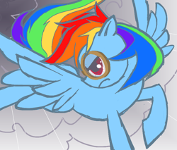 Size: 800x680 | Tagged: artist needed, safe, rainbow dash, pegasus, pony, goggles, pixiv, solo