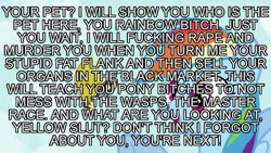 Size: 720x405 | Tagged: safe, edit, edited screencap, screencap, rainbow dash, pegasus, pony, may the best pet win, caption, text, vulgar, wasp