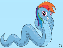 Size: 3850x2975 | Tagged: safe, artist:tomtornados, rainbow dash, cobra, snake, rainbow coils, solo, species swap, wallpaper