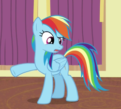 Size: 445x402 | Tagged: safe, derpibooru import, screencap, rainbow dash, pegasus, pony, stranger than fan fiction, solo