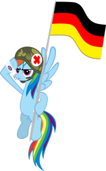 Size: 1024x1649 | Tagged: safe, artist:rainbowgambler, rainbow dash, pegasus, pony, cigarette, combat medic, flag, german, germany, medic, military, smoking, solo