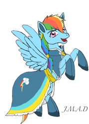 Size: 755x1057 | Tagged: safe, artist:maggiesheartlove, rainbow dash, pegasus, pony, clothes, dress, solo