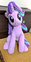 Size: 512x1024 | Tagged: safe, artist:nekokevin, starlight glimmer, pony, unicorn, series:nekokevin's glimmy, cute, female, glimmerbetes, irl, looking at you, mare, photo, plushie, sitting, smiling, solo, underhoof