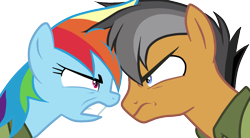 Size: 956x528 | Tagged: safe, derpibooru import, quibble pants, rainbow dash, pegasus, pony, stranger than fan fiction, angry, simple background, transparent background, vector