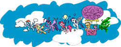 Size: 3198x1255 | Tagged: safe, artist:mrasianhappydude, derpibooru import, applejack, fluttershy, pinkie pie, rainbow dash, rarity, spike, twilight sparkle, twilight sparkle (alicorn), alicorn, pony, alicornified, female, flying, hot air balloon, line-up, mane seven, mane six, mare, race swap, raricorn, wings