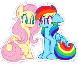 Size: 648x576 | Tagged: safe, artist:ouvs, fluttershy, rainbow dash, pegasus, pony, female, flutterdash, lesbian, shipping