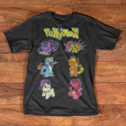 Size: 720x720 | Tagged: safe, derpibooru import, applejack, fluttershy, pinkie pie, rainbow dash, rarity, twilight sparkle, earth pony, pegasus, pony, unicorn, clothes, mane six, pokémon, ponymon, shirt