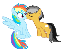 Size: 787x630 | Tagged: safe, derpibooru import, quibble pants, rainbow dash, pegasus, pony, female, kissing, male, quibbledash, shipping, spread wings, straight, surprise kiss, wingboner, wings