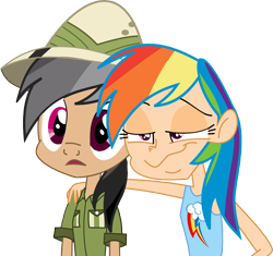 Size: 7500x7064 | Tagged: safe, artist:michaelsety, derpibooru import, daring do, rainbow dash, human, stranger than fan fiction, absurd resolution, faic, human coloration, humanized, open mouth, simple background, smug, smugdash, transparent background