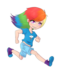 Size: 1000x1200 | Tagged: safe, artist:sakurayagami, derpibooru import, rainbow dash, human, humanized, running, solo