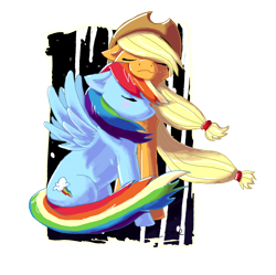 Size: 1232x1228 | Tagged: safe, artist:malicieuxx, derpibooru import, applejack, rainbow dash, earth pony, pegasus, pony, appledash, shipping, windswept mane