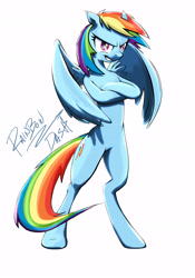 Size: 4260x6080 | Tagged: safe, artist:terkatoriam, derpibooru import, rainbow dash, pegasus, pony, absurd resolution, bipedal, solo