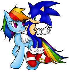 Size: 1366x1435 | Tagged: safe, artist:flam3zero, rainbow dash, pegasus, pony, crossover, riding, simple background, sonic the hedgehog, sonic the hedgehog (series), style emulation, transparent background, yuji uekawa style