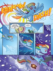 Size: 720x960 | Tagged: safe, artist:tonyfleecs, derpibooru import, idw, fluttershy, rainbow dash, tank, pegasus, pony, spoiler:comic, spoiler:comicff31, preview, sonic rainboom